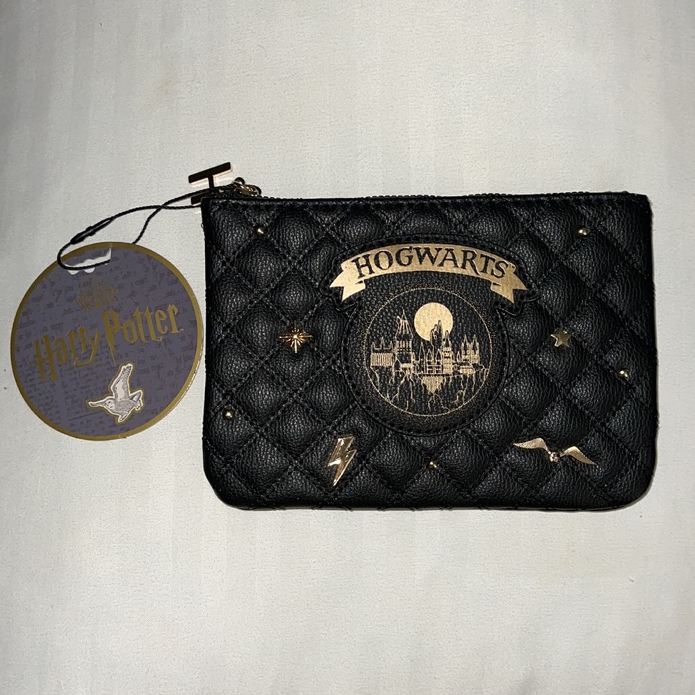Harry Potter Hogwarts Black & Gold Quilted Clutch Bag